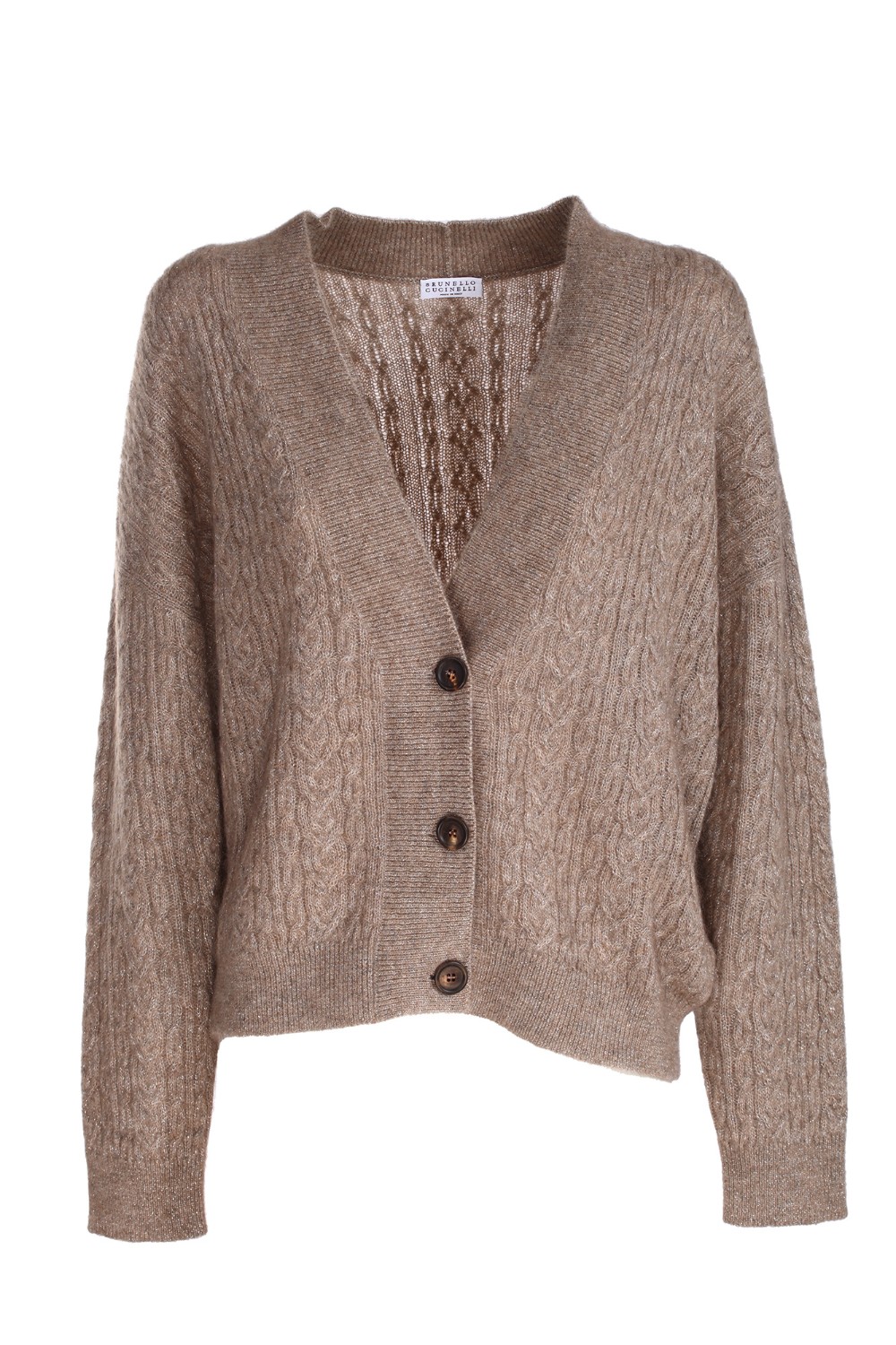 shop BRUNELLO CUCINELLI Saldi Cardigan: Brunello Cucinelli cardigan in mohair Sparkling a treccia.
Scollo ampio.
Maniche lunghe.
Apertura con bottoni.
Decorazioni in monile Nickel-free.
Polsini e fondo in maglia a coste.
Vestibilità regolare.
Composizione: 42% Mohair 38% Poliammide 12% Lana 8% Fibra Metallica.
Fabbricato in Italia.. MBG747316-C1540 number 6930016